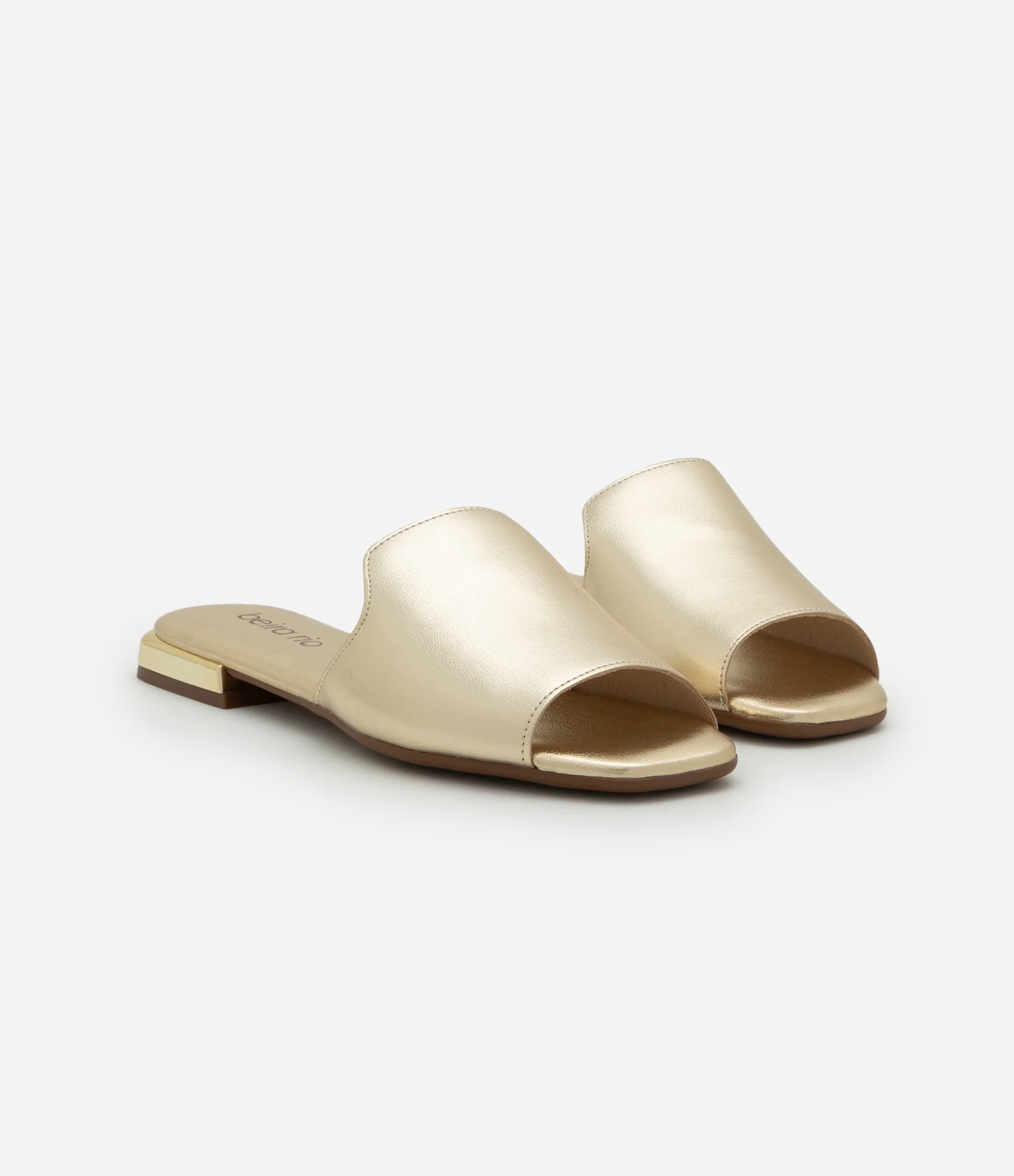 Sandália Rasteira Tira Única Larga Beira Rio Dourado 2