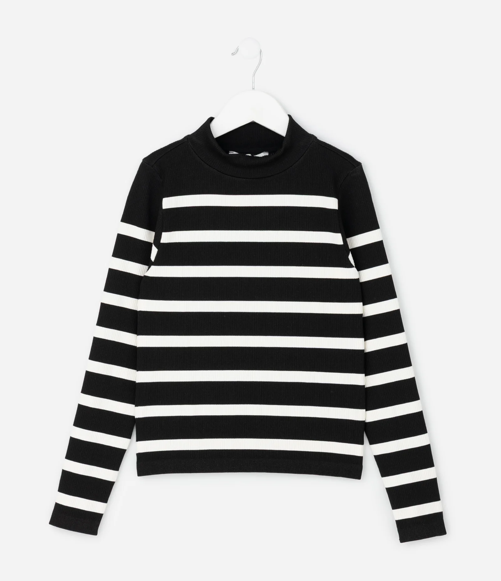 Camiseta Infantil Seamless Listrada com Gola Alta – Tam 5 a 14 Anos Preto 1