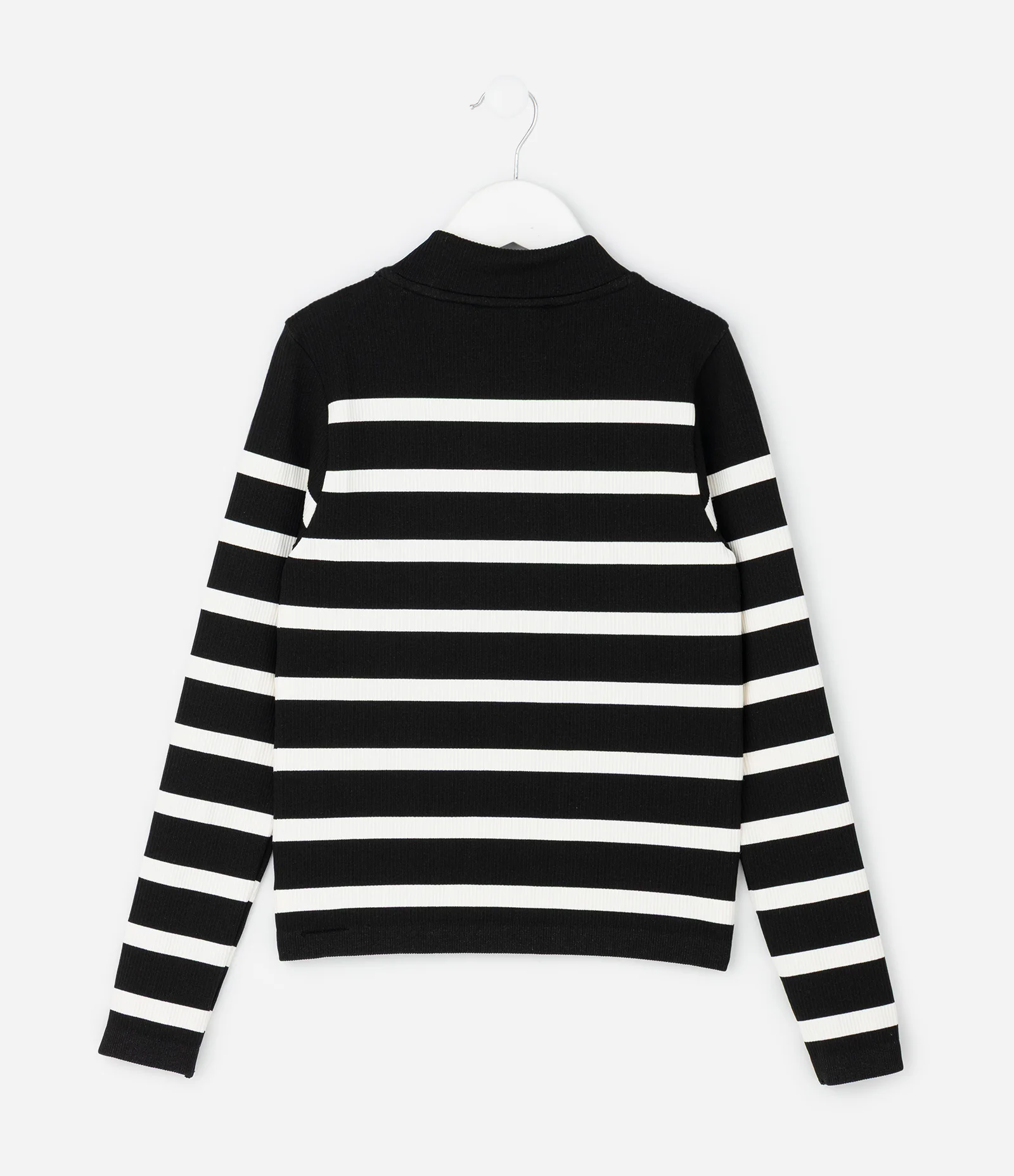 Camiseta Infantil Seamless Listrada com Gola Alta – Tam 5 a 14 Anos Preto 2