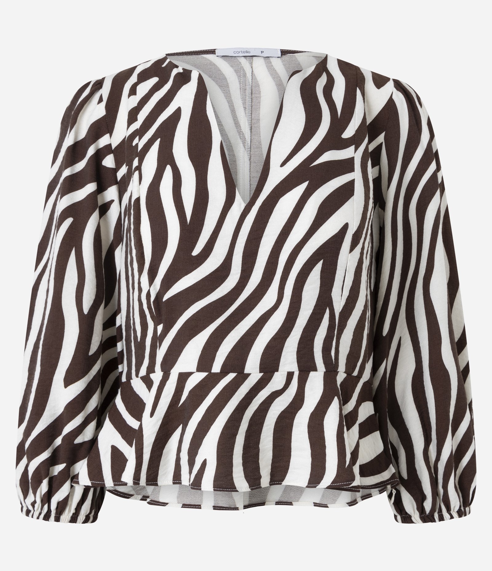 Blusa em Crepe com Manga Bufante e Estampa Zebra Marrom 5