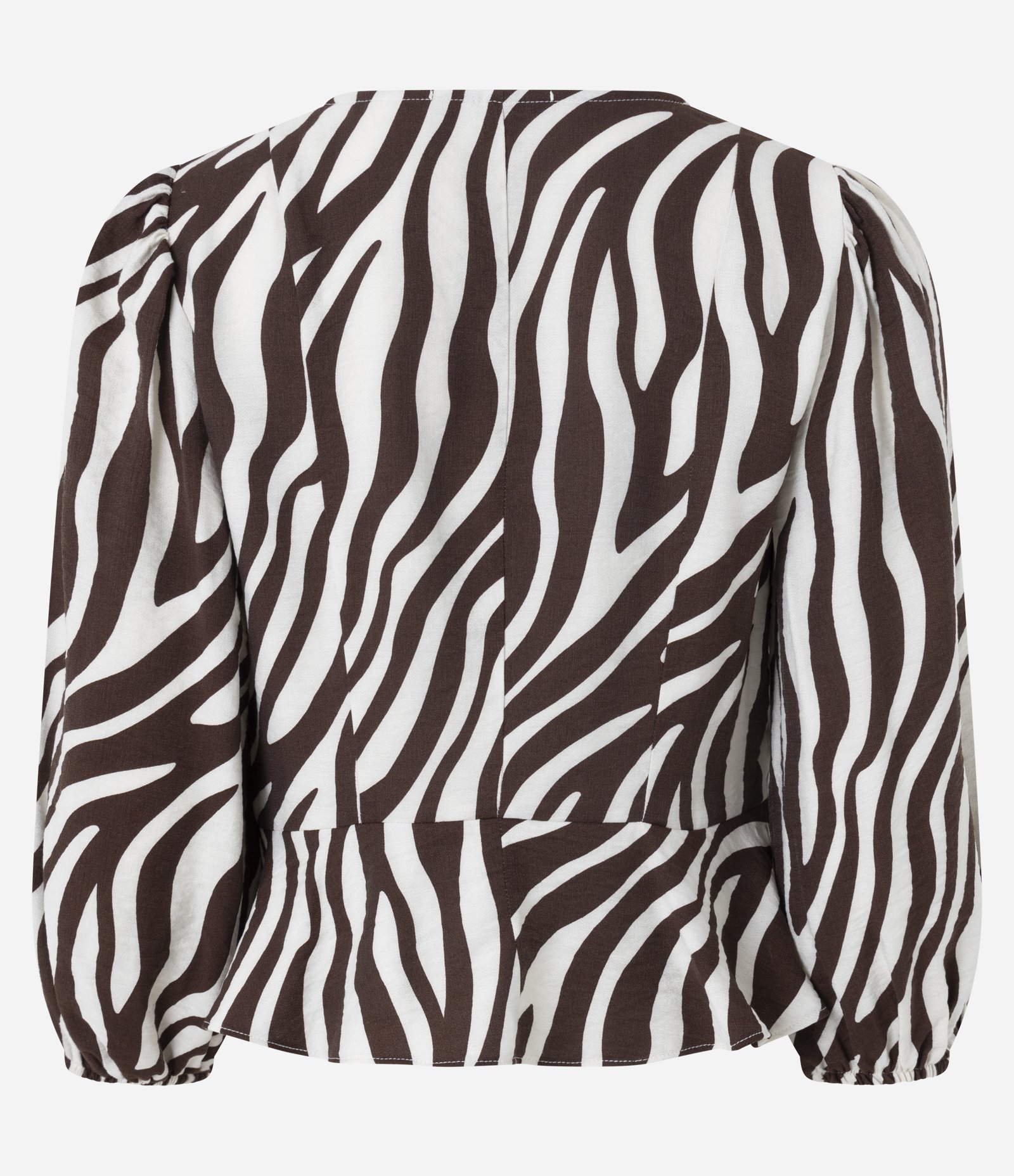 Blusa em Crepe com Manga Bufante e Estampa Zebra Marrom 6