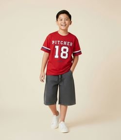 Camiseta Infantil Regular com Estampa de Baseball - Tam 5 a 14 Anos