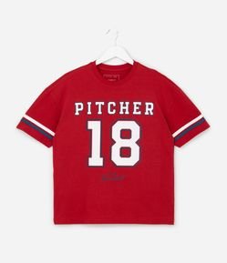Camiseta Infantil Regular com Estampa de Baseball - Tam 5 a 14 Anos