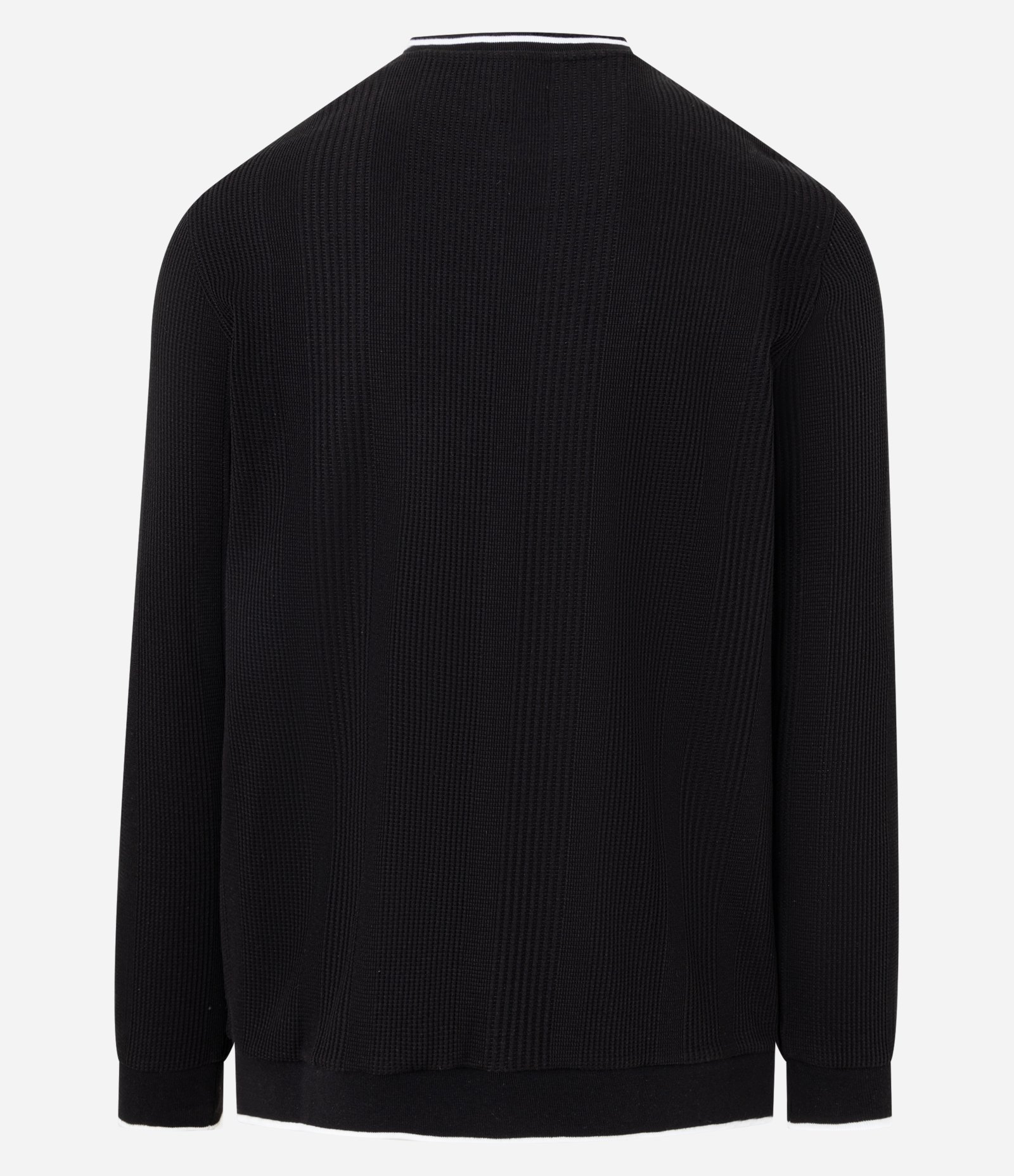 Camiseta Regular com Textura Vertical e Gola Contrastante Preto 7