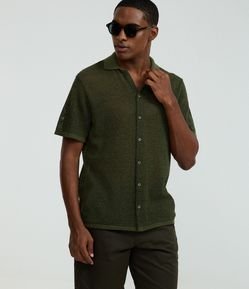 Camisa Regular Texturizado com Textura Efeito Crochê