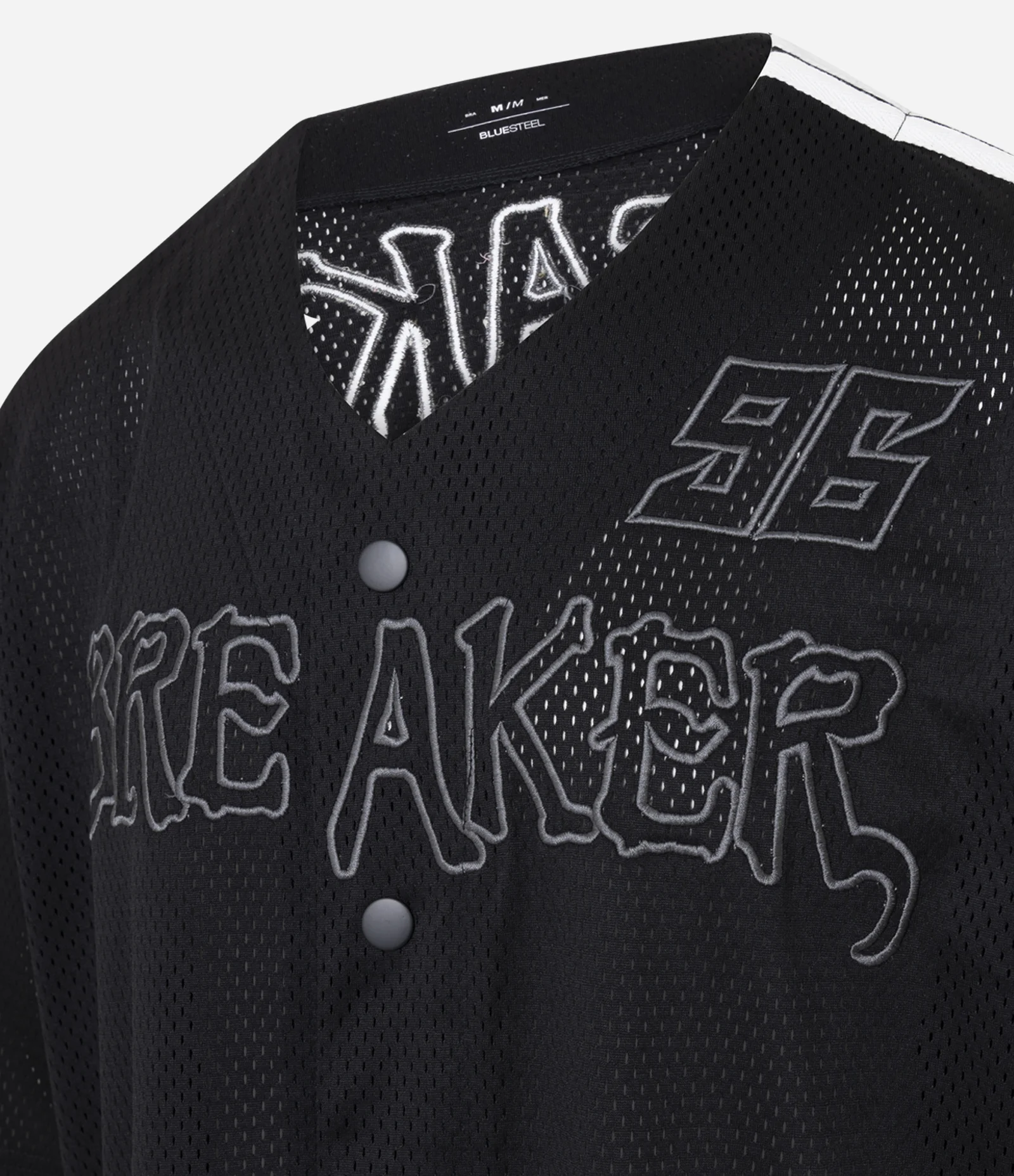 Camisa Esportiva em Textura Mesh com Bordado Breaker Preto 6