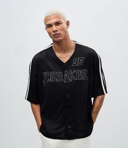 Camisa Esportiva em Textura Mesh com Bordado Breaker