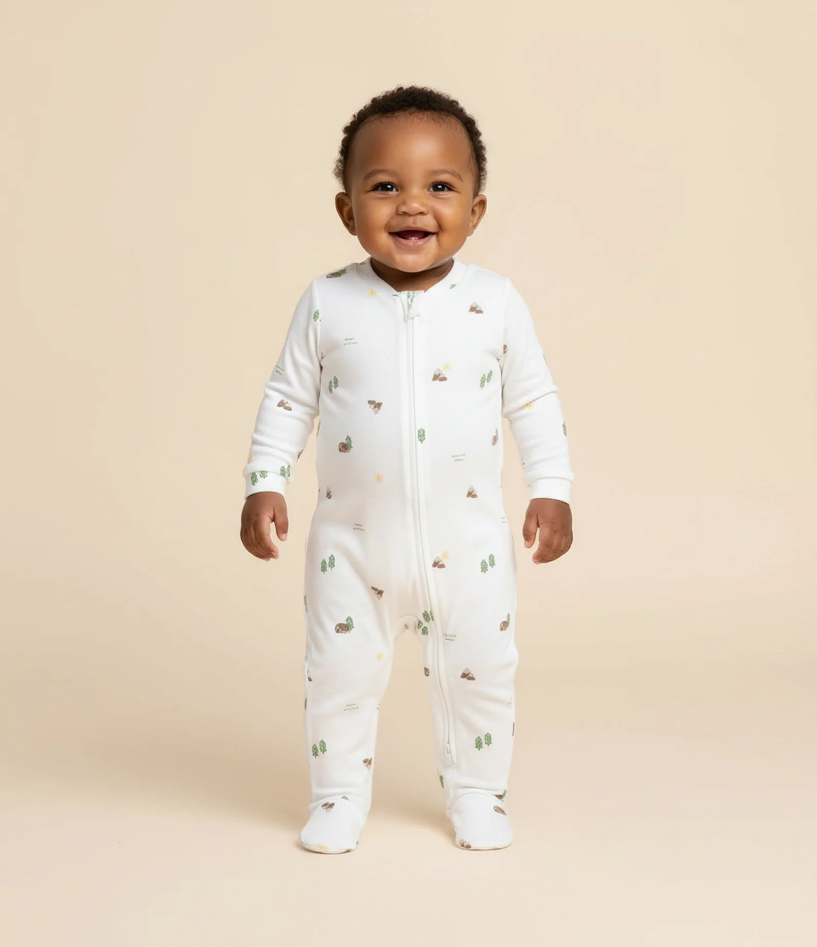 Macacão Infantil em Suedine com Estampa Aquarelada – Tam RN a 24 Meses Branco 1