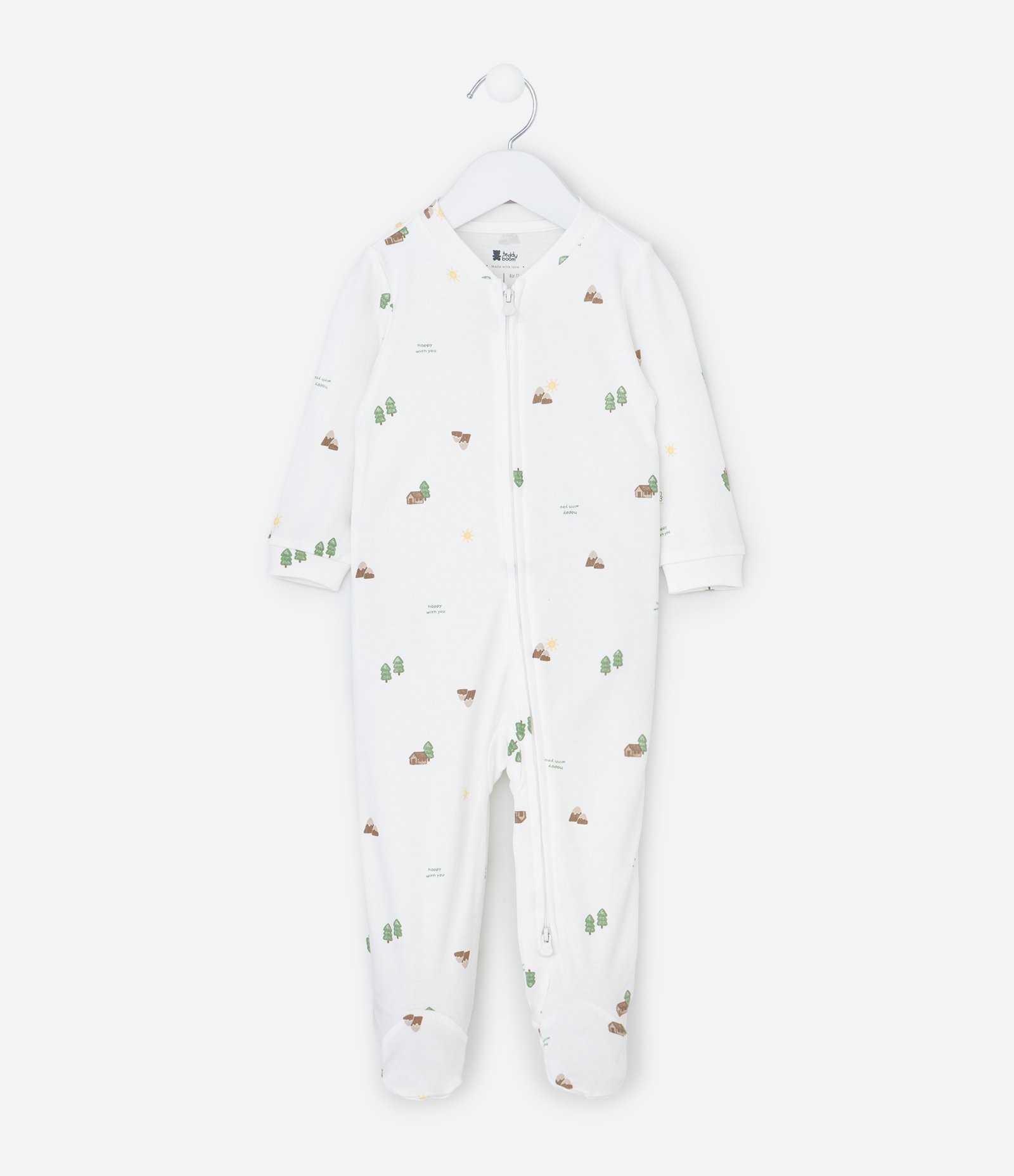 Macacão Infantil em Suedine com Estampa Aquarelada – Tam RN a 24 Meses Branco 2