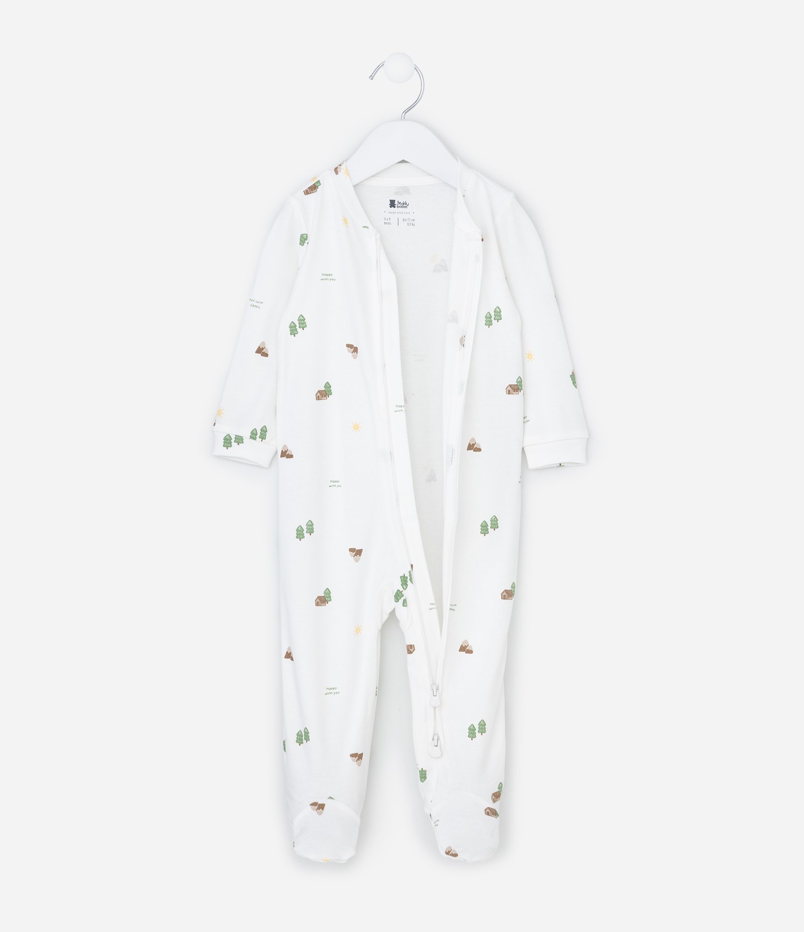 Macacão Infantil em Suedine com Estampa Aquarelada – Tam RN a 24 Meses Branco 4