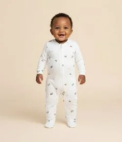 Macacão Infantil em Suedine com Estampa Aquarelada – Tam RN a 24 Meses