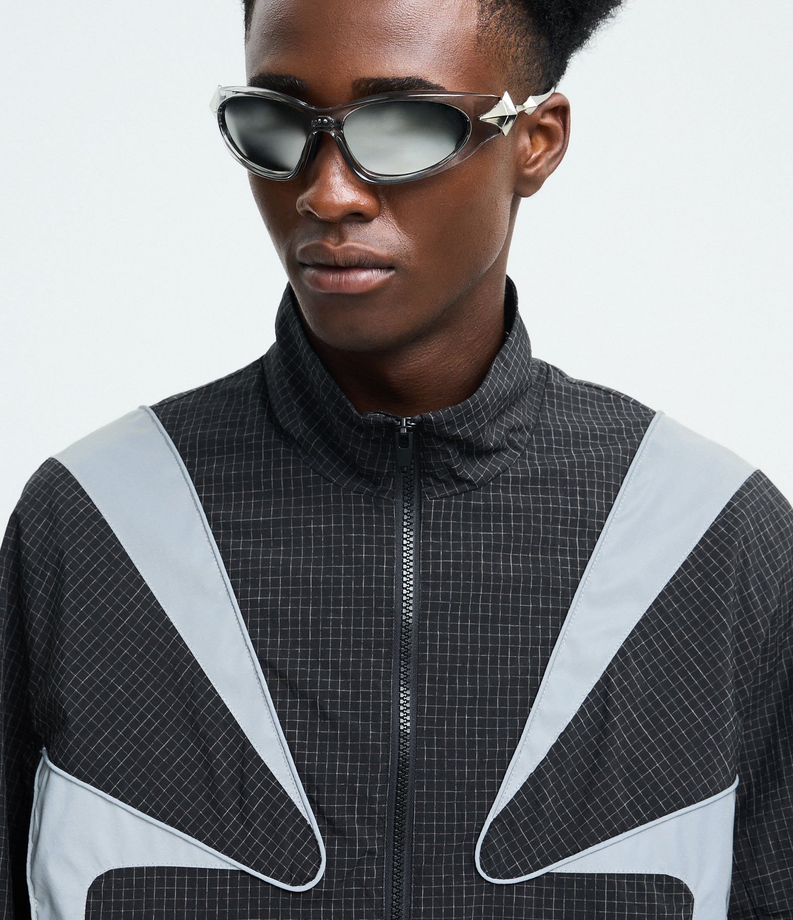 Jaqueta Leve Tecnologico Liso Quadriculado com Painéis Refletivos Preto 5