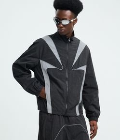 Jaqueta Leve Tecnologico Liso Quadriculado com Painéis Refletivos