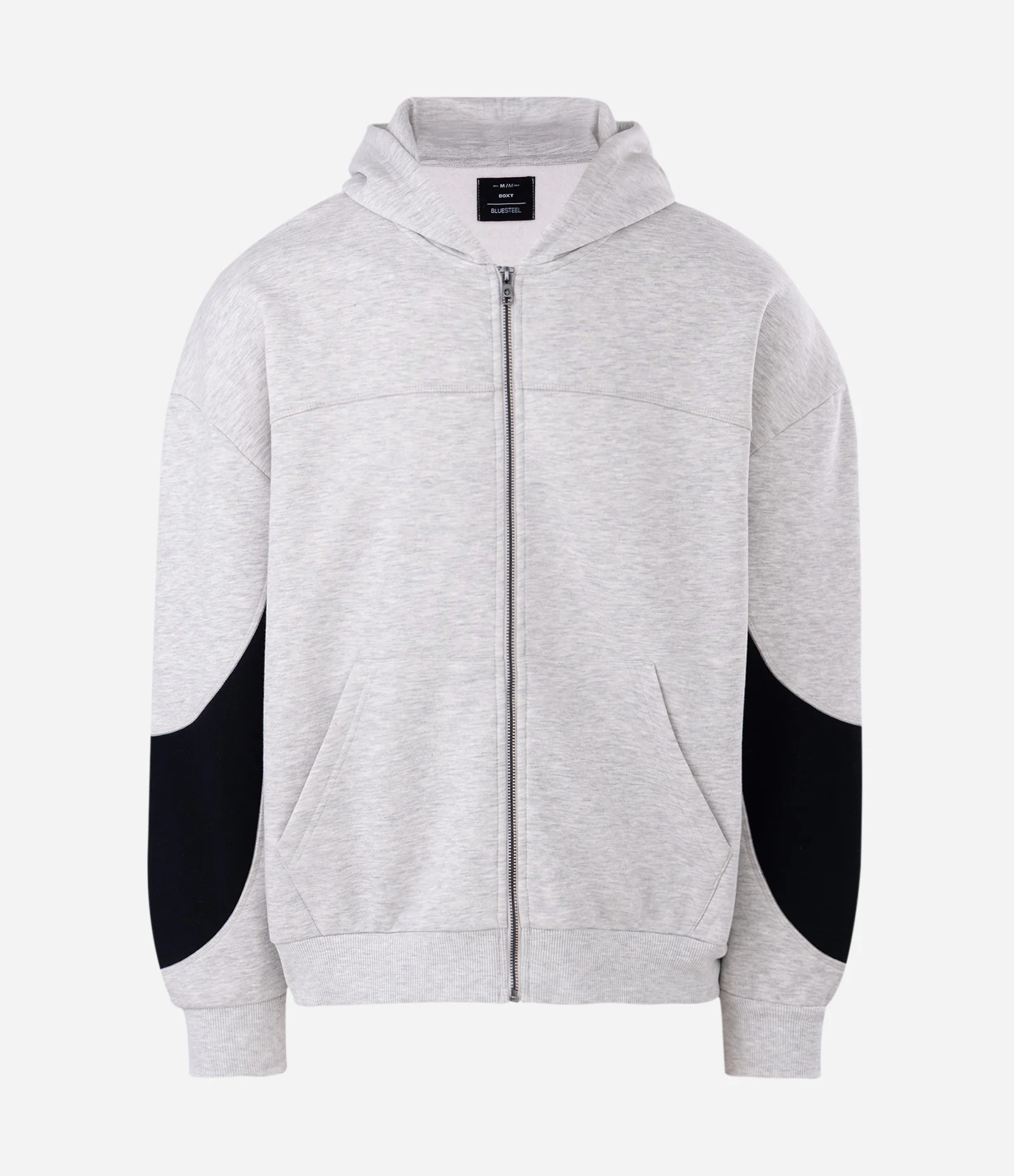 Blusão Fechado em Moletom com Felpa e Painéis nas Mangas Cinza 1