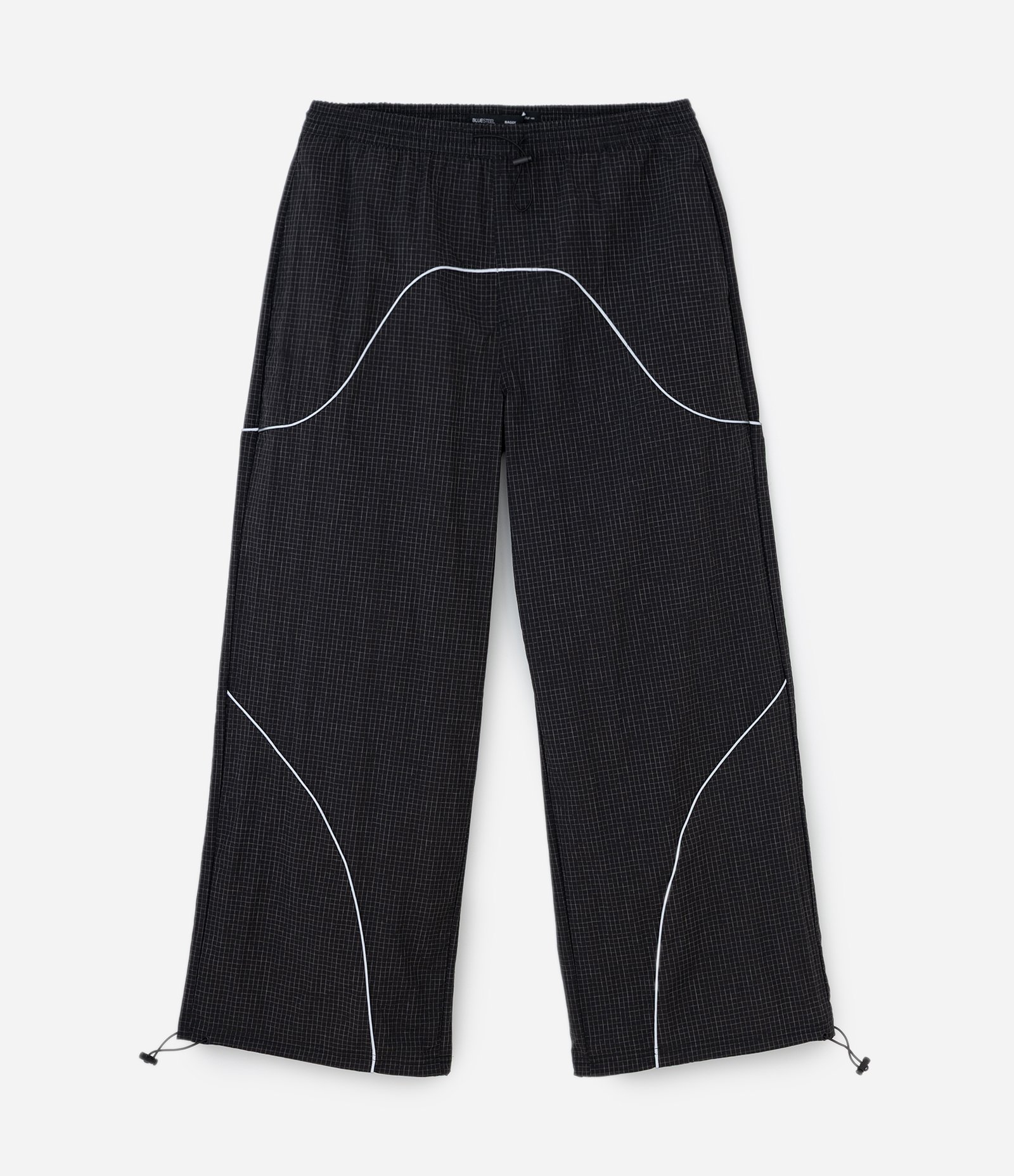 Calça em Microfibra Liso Quadriculado com Painéis Refletivos Preto 6