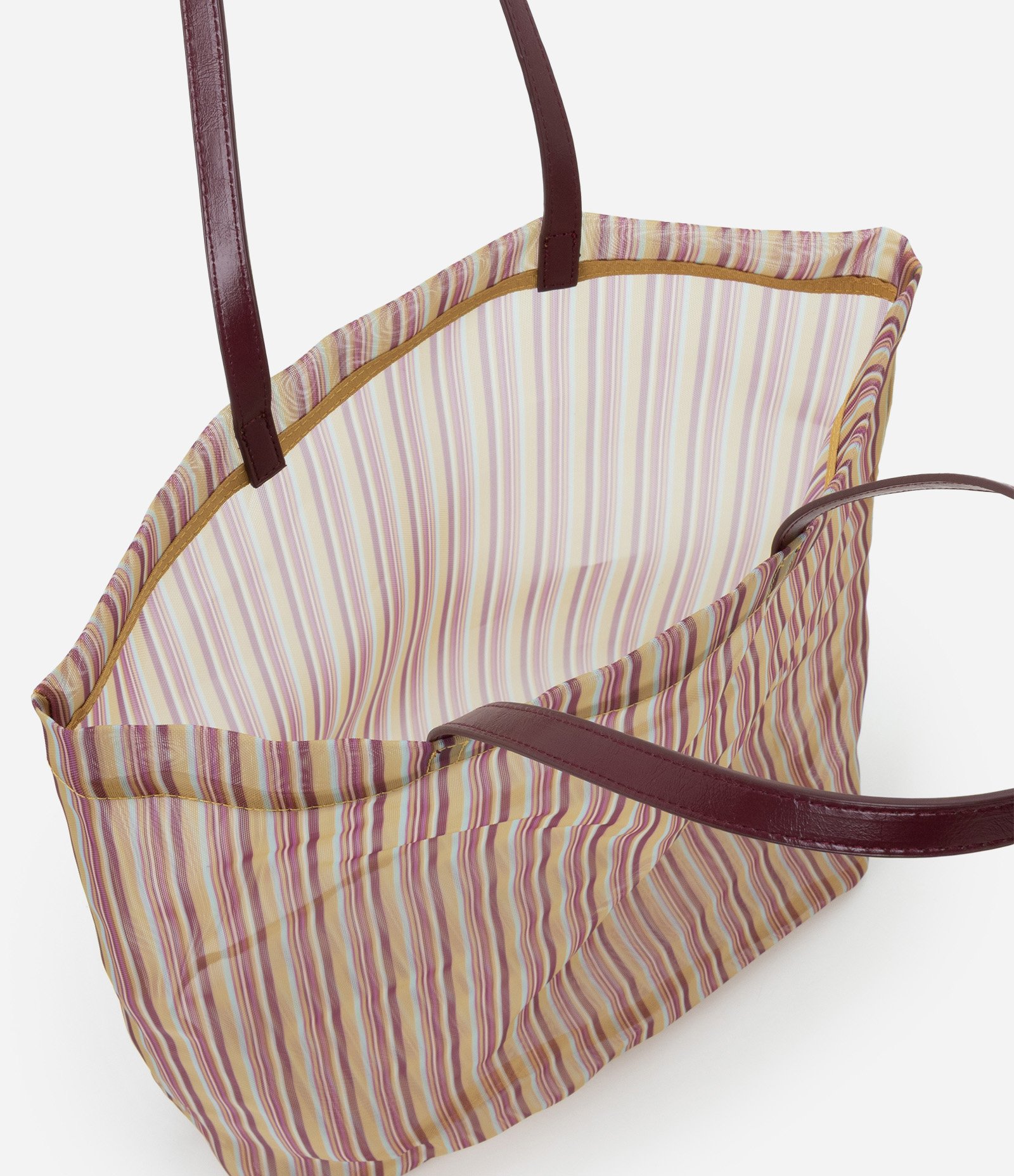 Bolsa em Tela Listrada com Alça PU Multicores 5