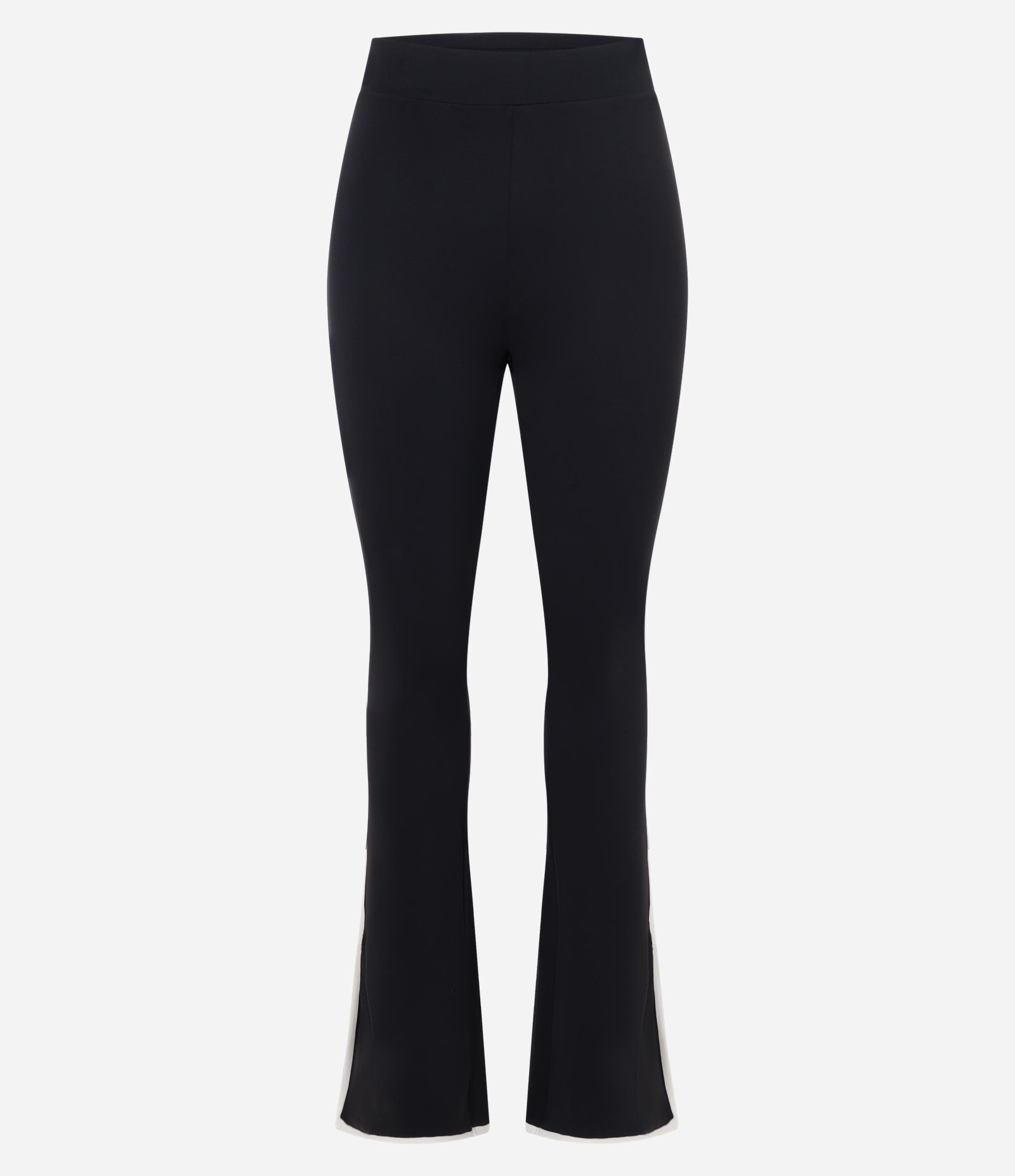 Calça Flare Esportiva em Microfibra com Fenda e Contraste na Barra Preto 4