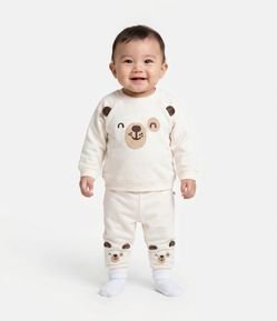 Conjunto Infantil com Aplicação de Ursinho – Tam 0 a 24 Meses