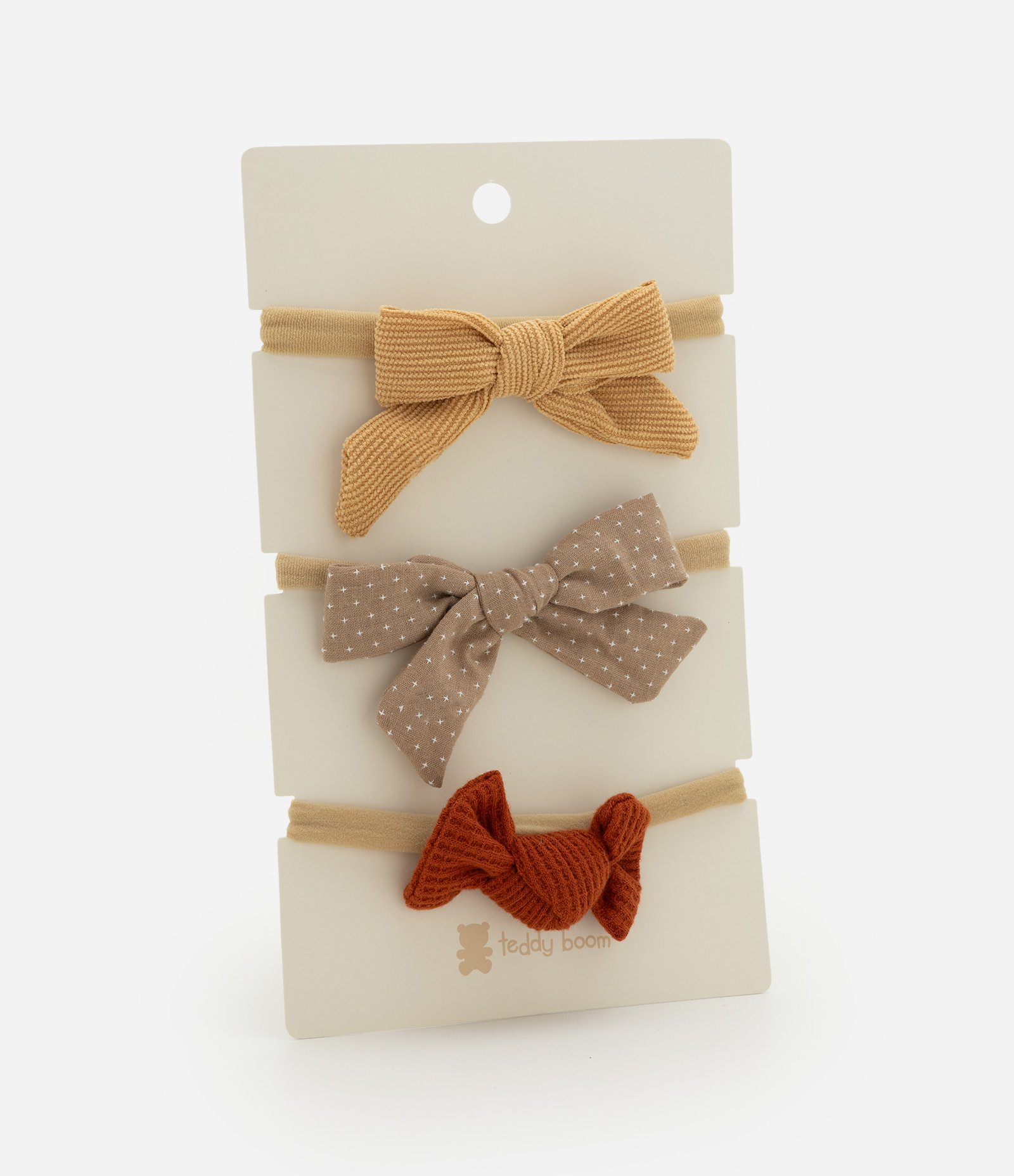 Kit 03 Faixas de Cabelo Infantil com Laços – Tam U Bege/Caramelo/Marrom 4