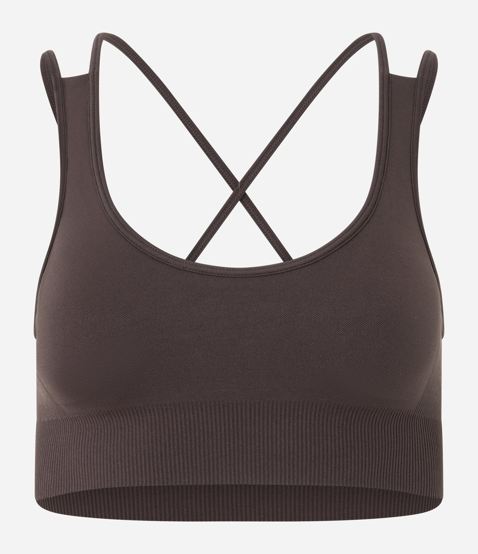 Top Esportivo em Poliamida Seamless com Alças Cruzadas Marrom 4