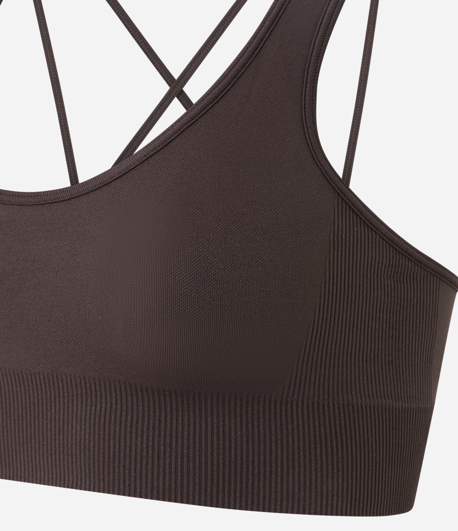 Top Esportivo em Poliamida Seamless com Alças Cruzadas Marrom 5