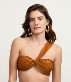 Biquíni Top com Alça Única e Detalhe Canelado em Microfibra