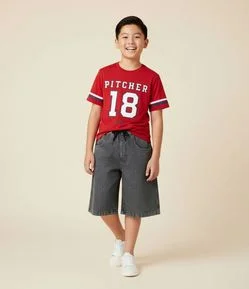 Bermuda Infantil Baggy Jeans - Tam 5 a 14 Anos