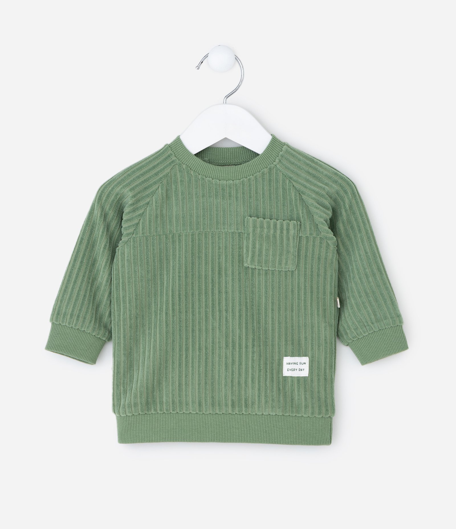 Conjunto Infantil Canelado com Casaco e Calça Jogger – Tam 0 a 24 Meses Verde 2
