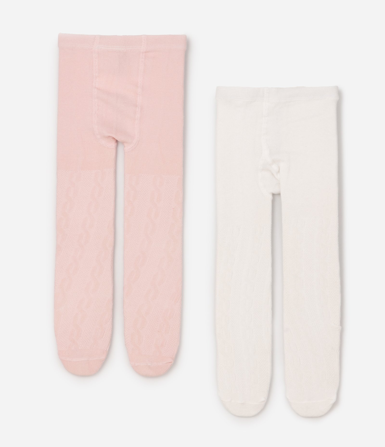 Kit 02 de Meia Calça Infantil Texturizada – Tam 0 a 12 Meses Rosa/Branco 1