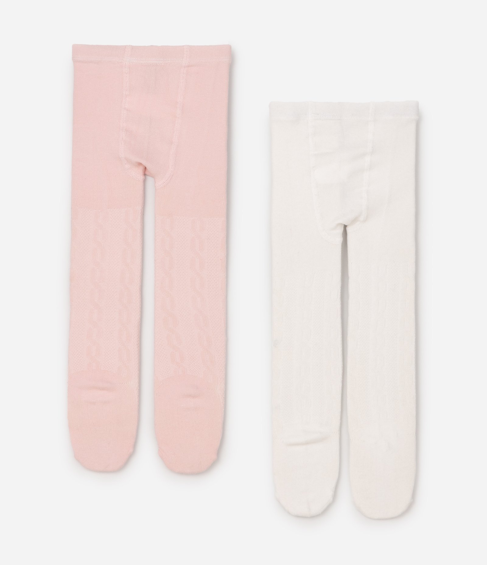Kit 02 de Meia Calça Infantil Texturizada – Tam 0 a 12 Meses Rosa/Branco 2