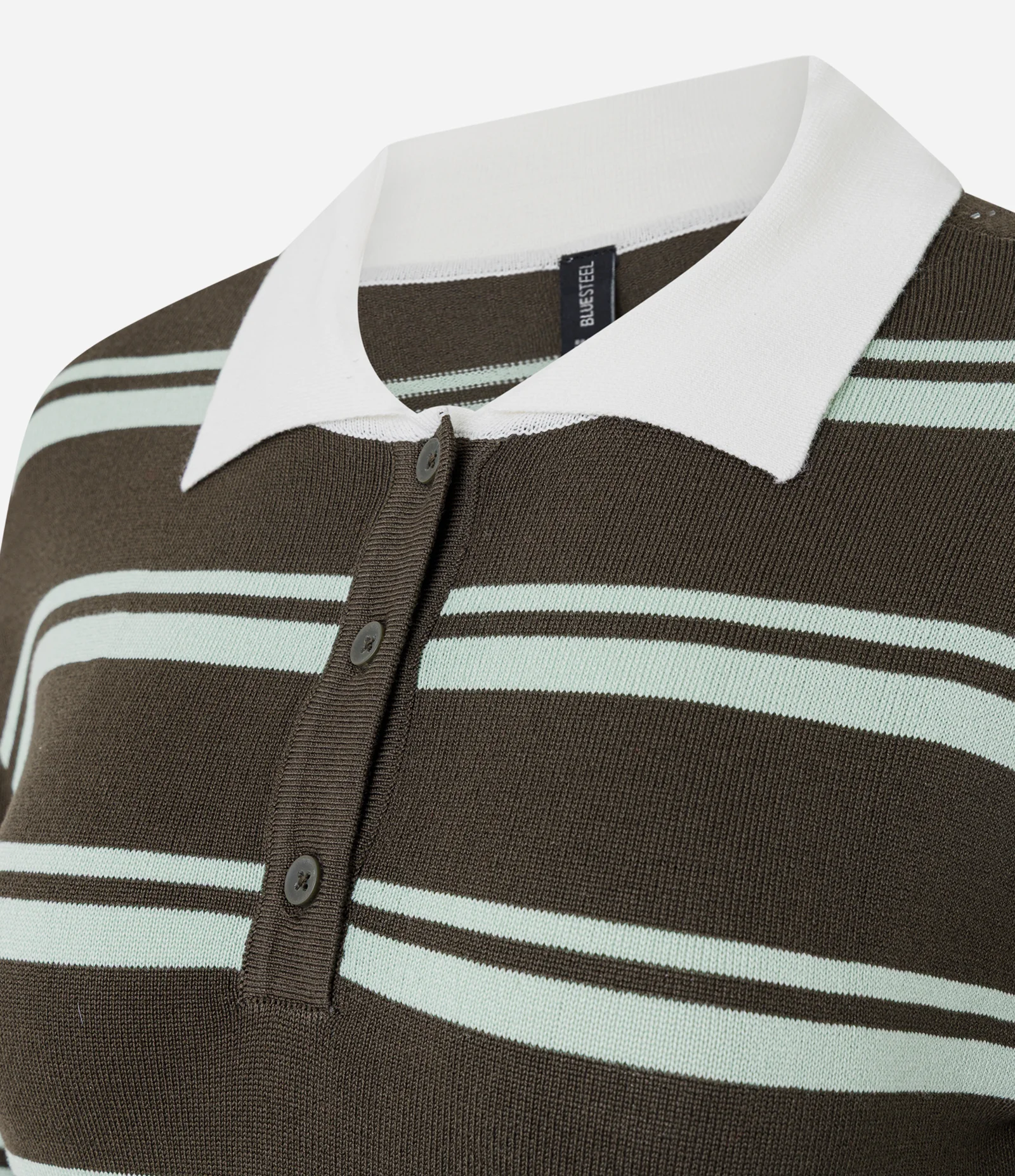 Blusão Slim Polo em Tricô Listrado com Manga Longa Verde 6