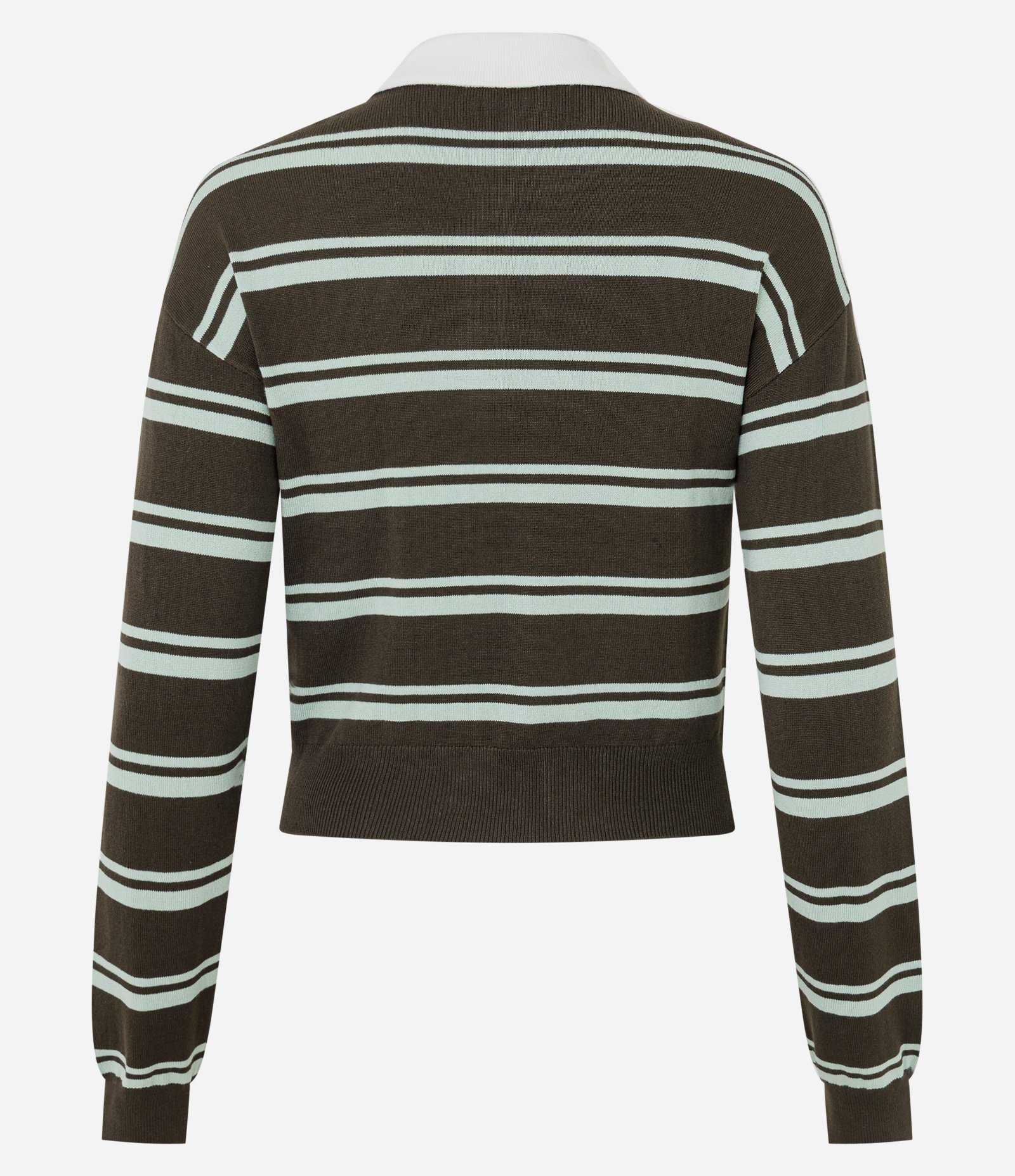 Blusão Slim Polo em Tricô Listrado com Manga Longa Verde 7