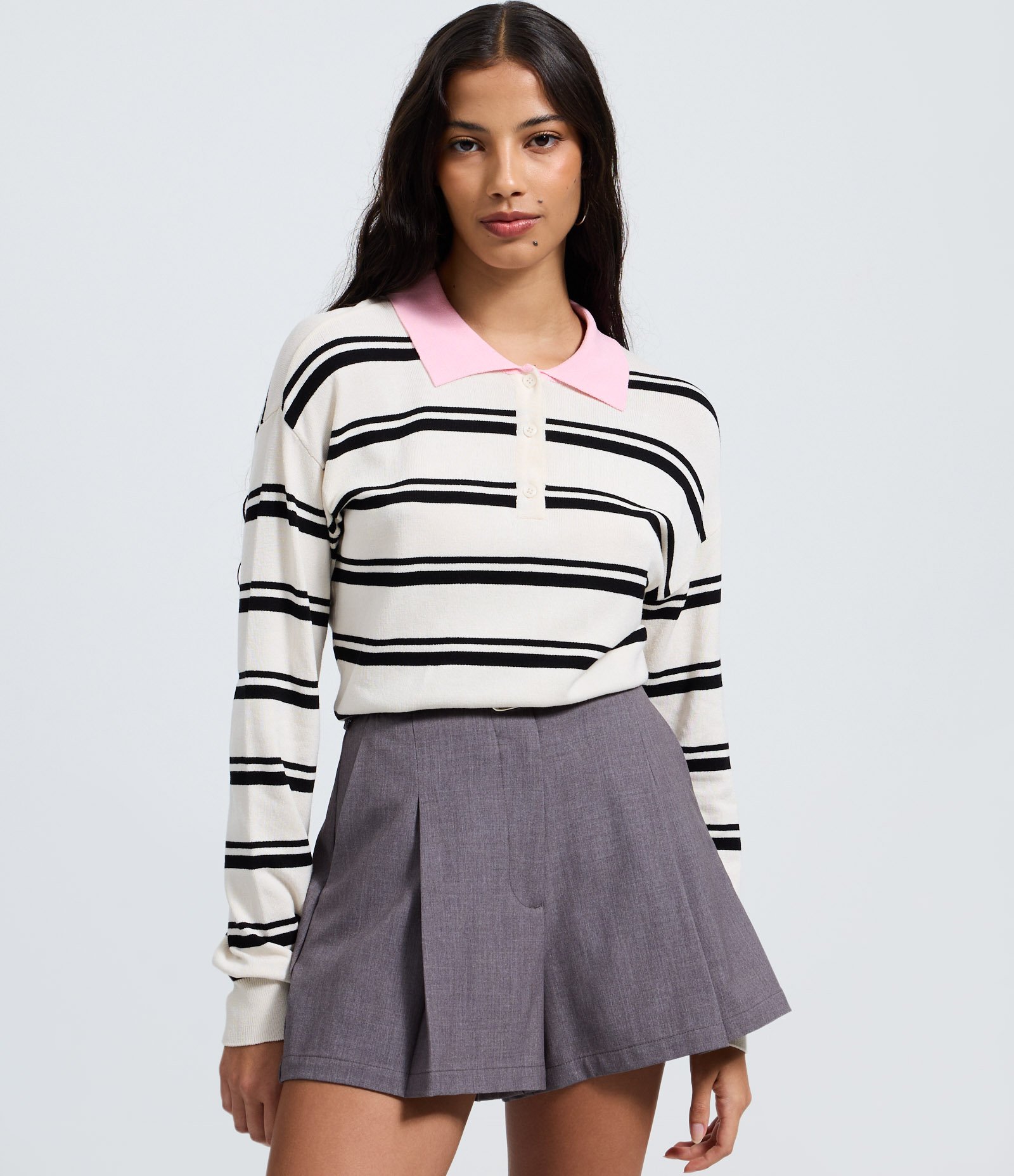Blusão Slim Polo em Tricô Listrado com Manga Longa Off White 3