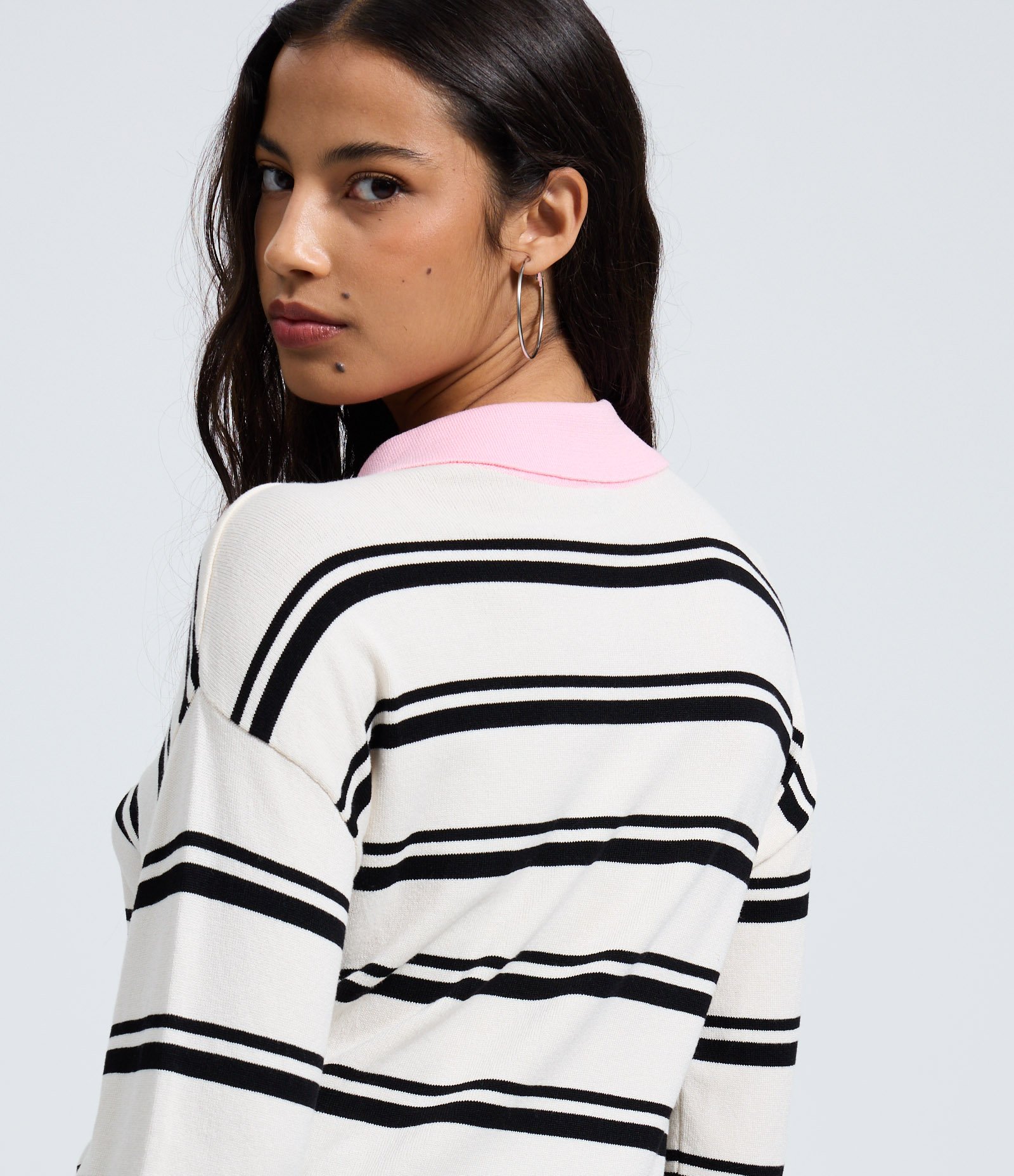 Blusão Slim Polo em Tricô Listrado com Manga Longa Off White 4