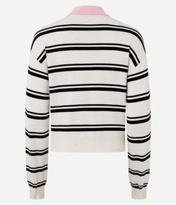 Casaco Slim Polo em Tricô Listrado