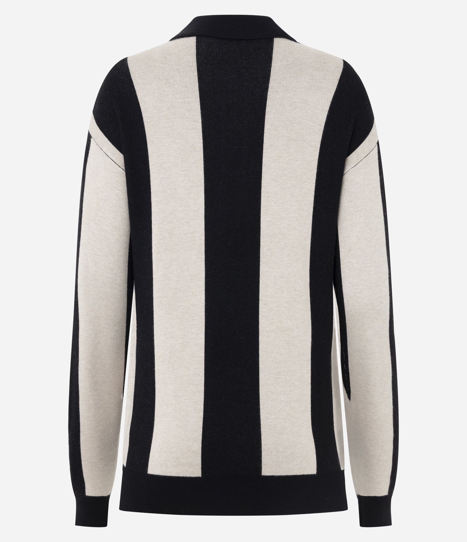 Blusão Oversized Listrado em Tricô com Gola Polo Preto / Branco 3