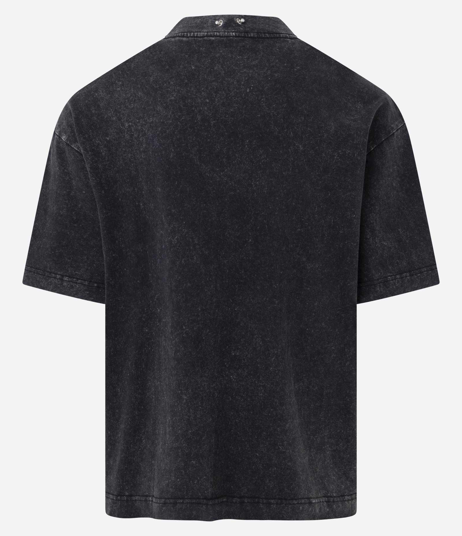 Camiseta em Algodão com Estampa Lettering Piercing e Gola Alta Preto 3