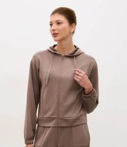 Jaqueta Esportiva Regular em Modal com Capuz