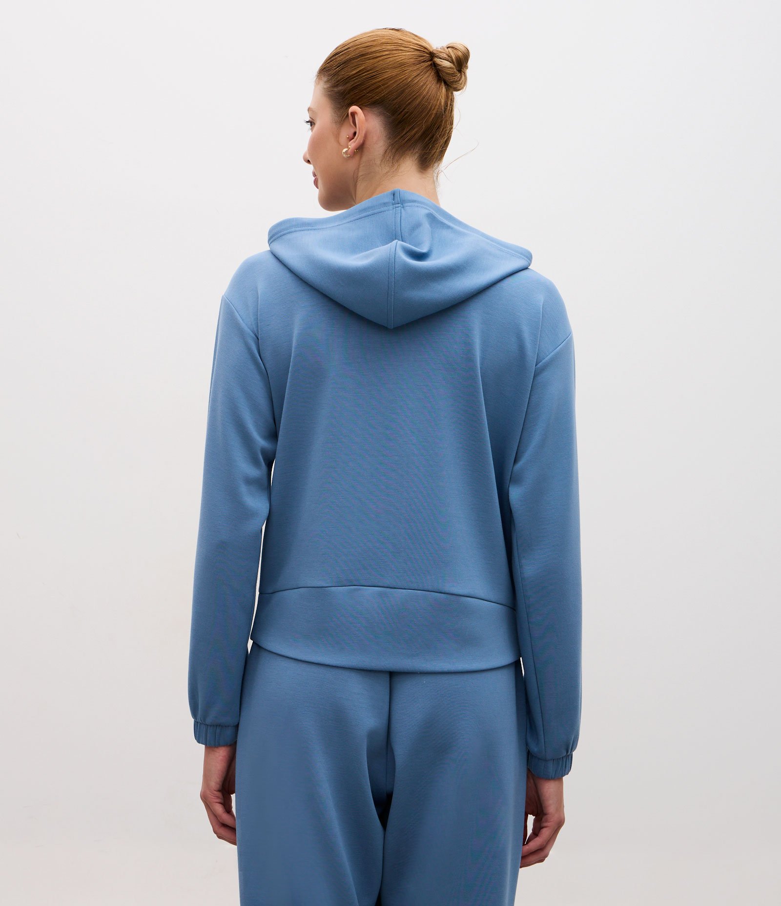 Jaqueta Esportiva Regular em Modal com Capuz Azul 6