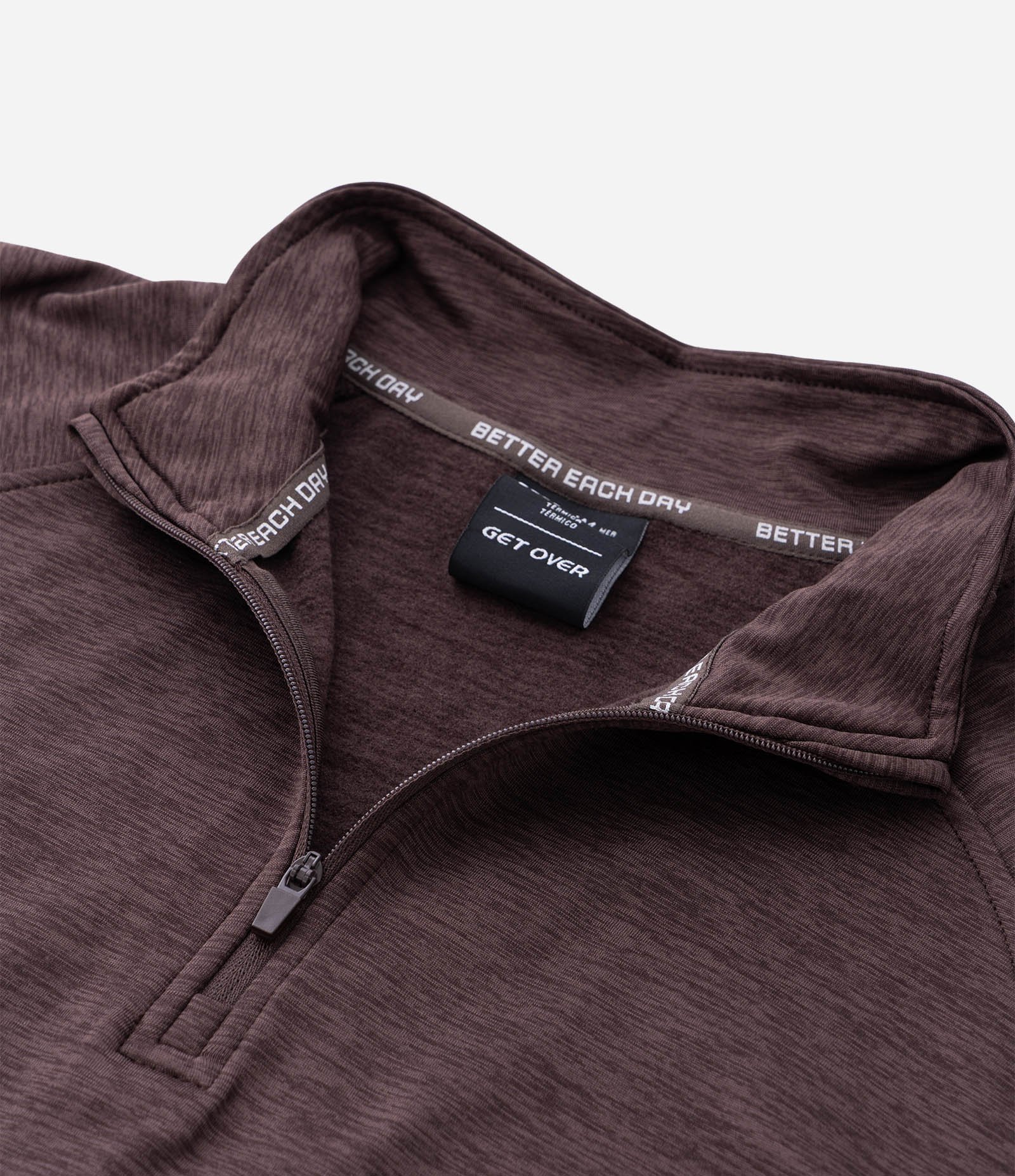 Camiseta Térmica Esportiva com Zíper na Gola e Recortes Marrom 7