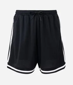 Bermuda com Bordado e Listras Laterais