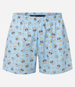 Cueca Samba Canção em Tricoline com Estampa do Stitch Capivara