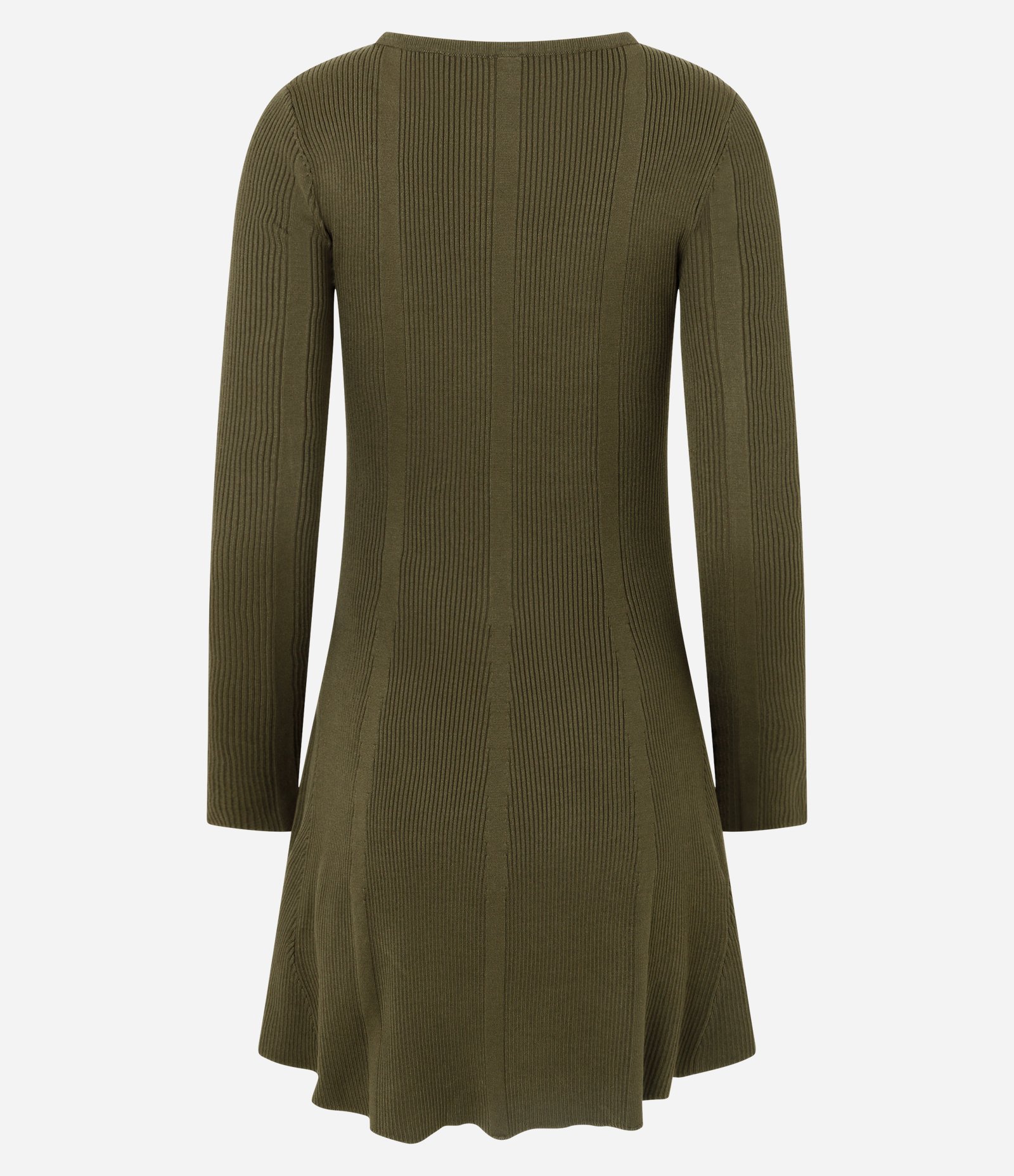 Vestido Skater Manga Longa em Tricô Canelado Verde 7