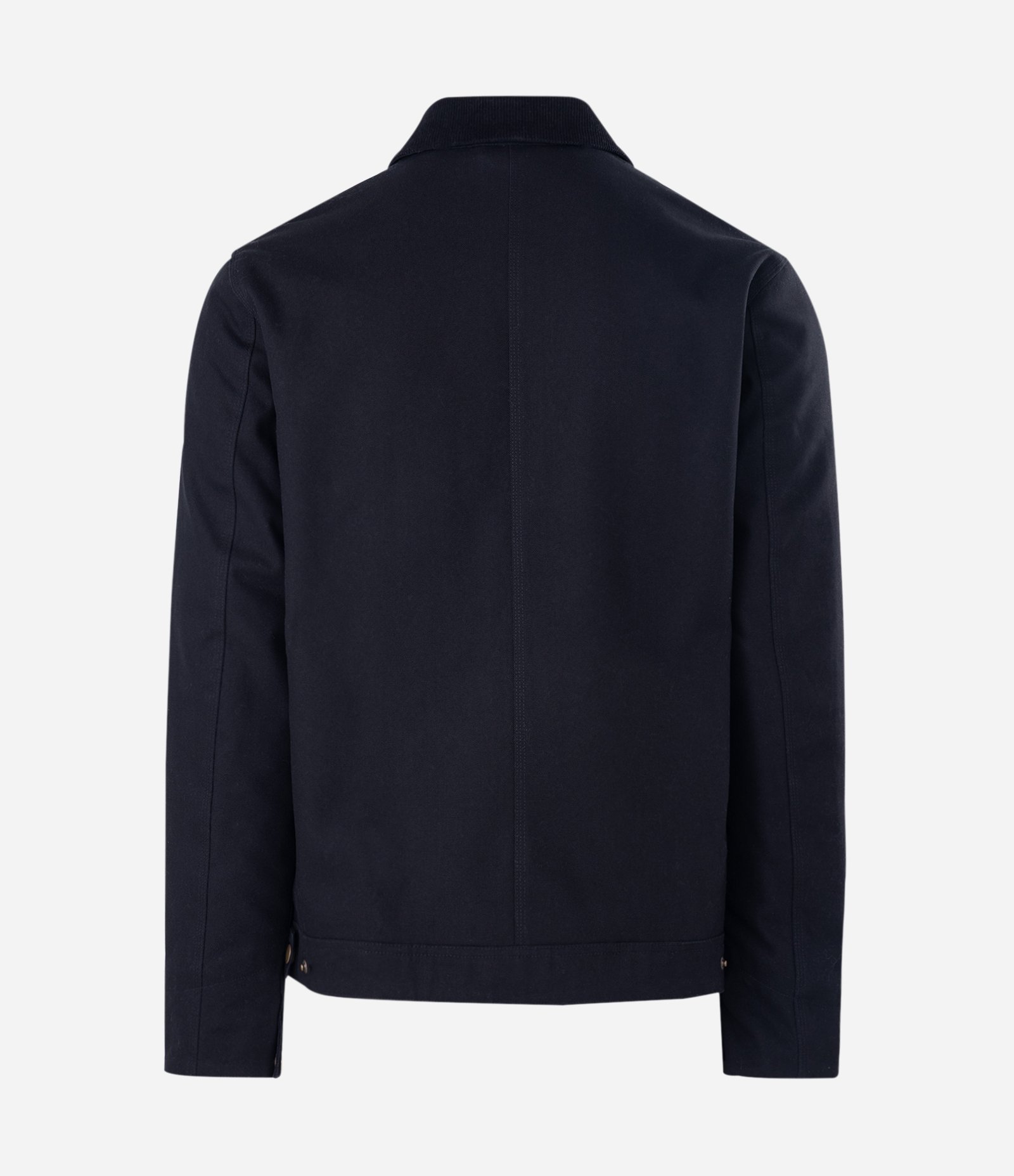 Jaqueta Trucker em Sarja com Gola de Veludo Contrastante e Bolsos Preto 2