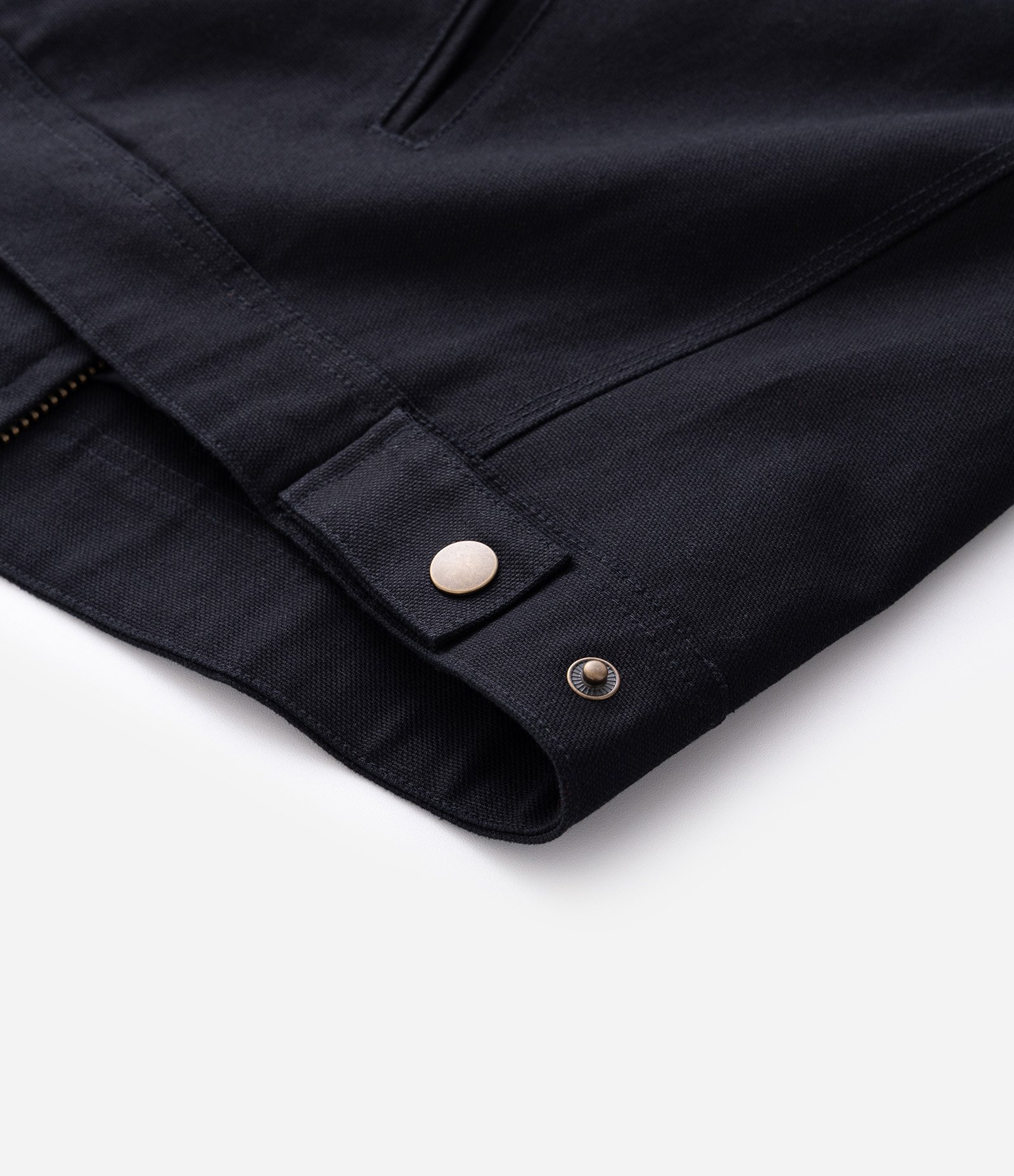 Jaqueta Trucker em Sarja com Gola de Veludo Contrastante e Bolsos Preto 7