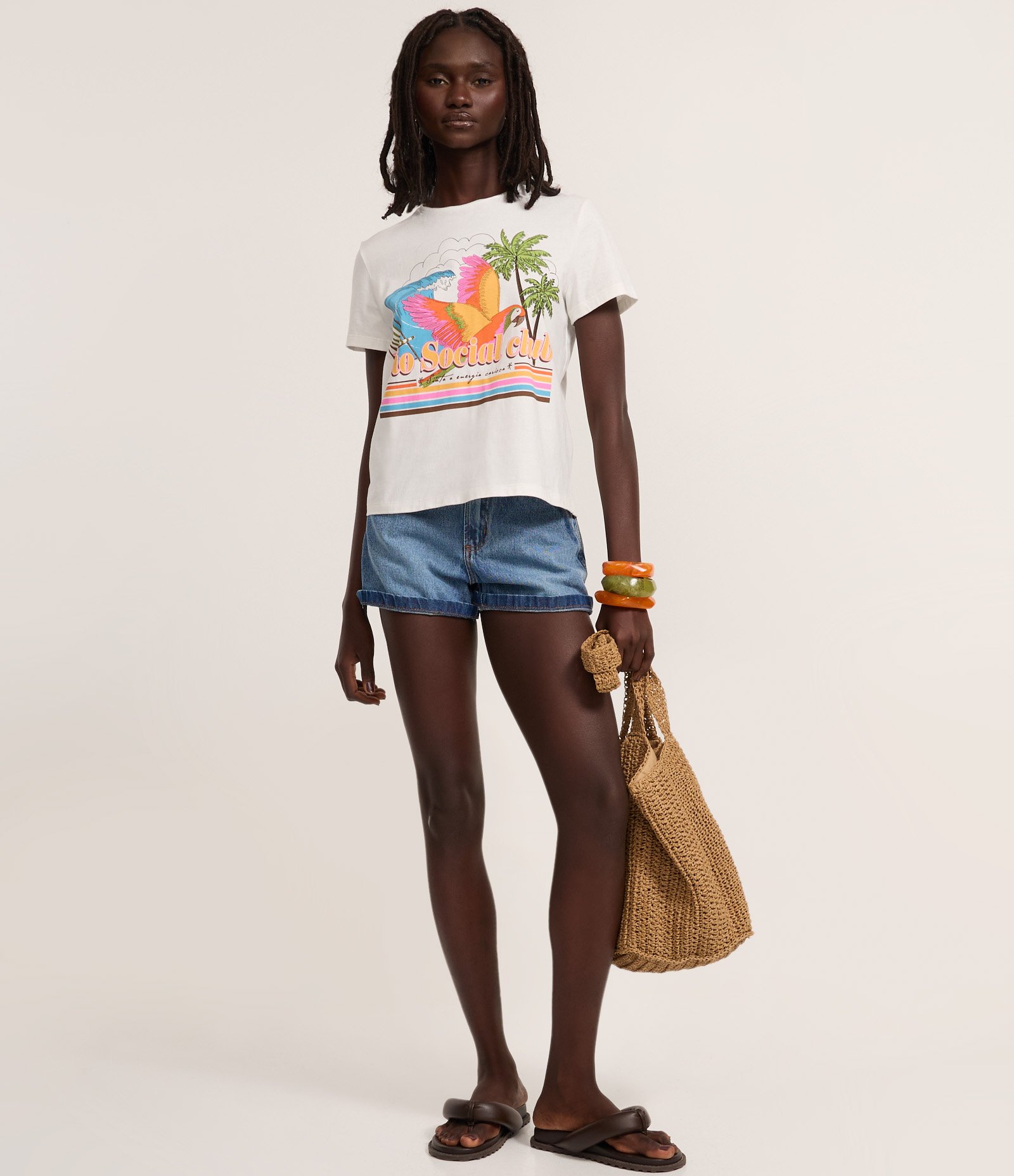 Camiseta em Algodão com Estampa Rio Social Club Branco 2