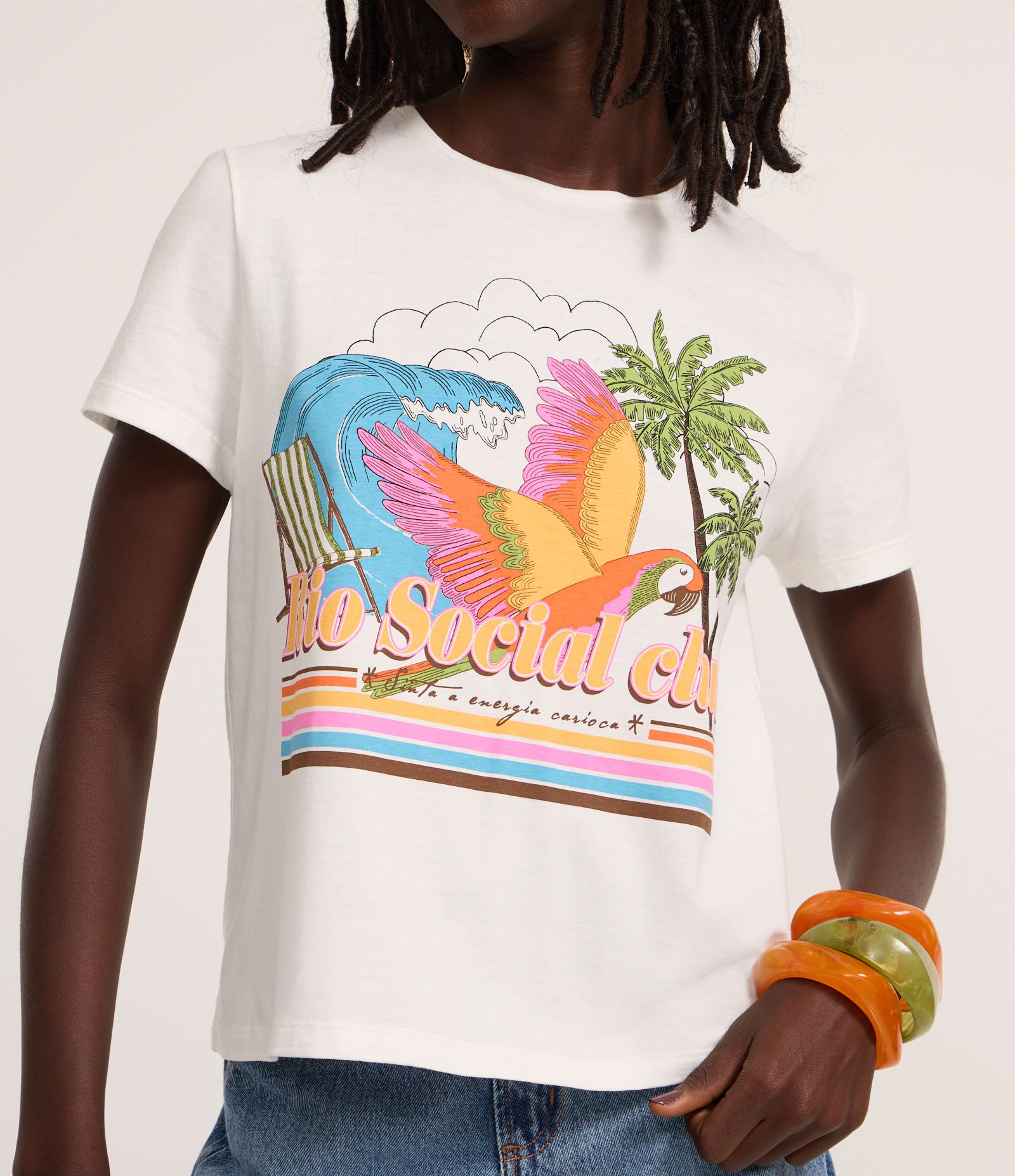 Camiseta em Algodão com Estampa Rio Social Club Branco 3