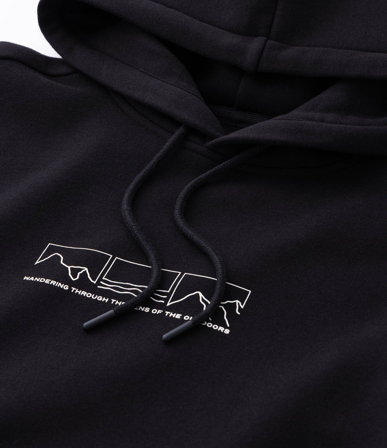 Blusão Comfort em Moletom com Capuz e Estampa Montanha Preto 12