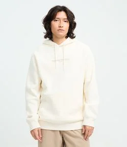 Blusão Moletom com Felpa e Lettering Natural Horizon Canguru