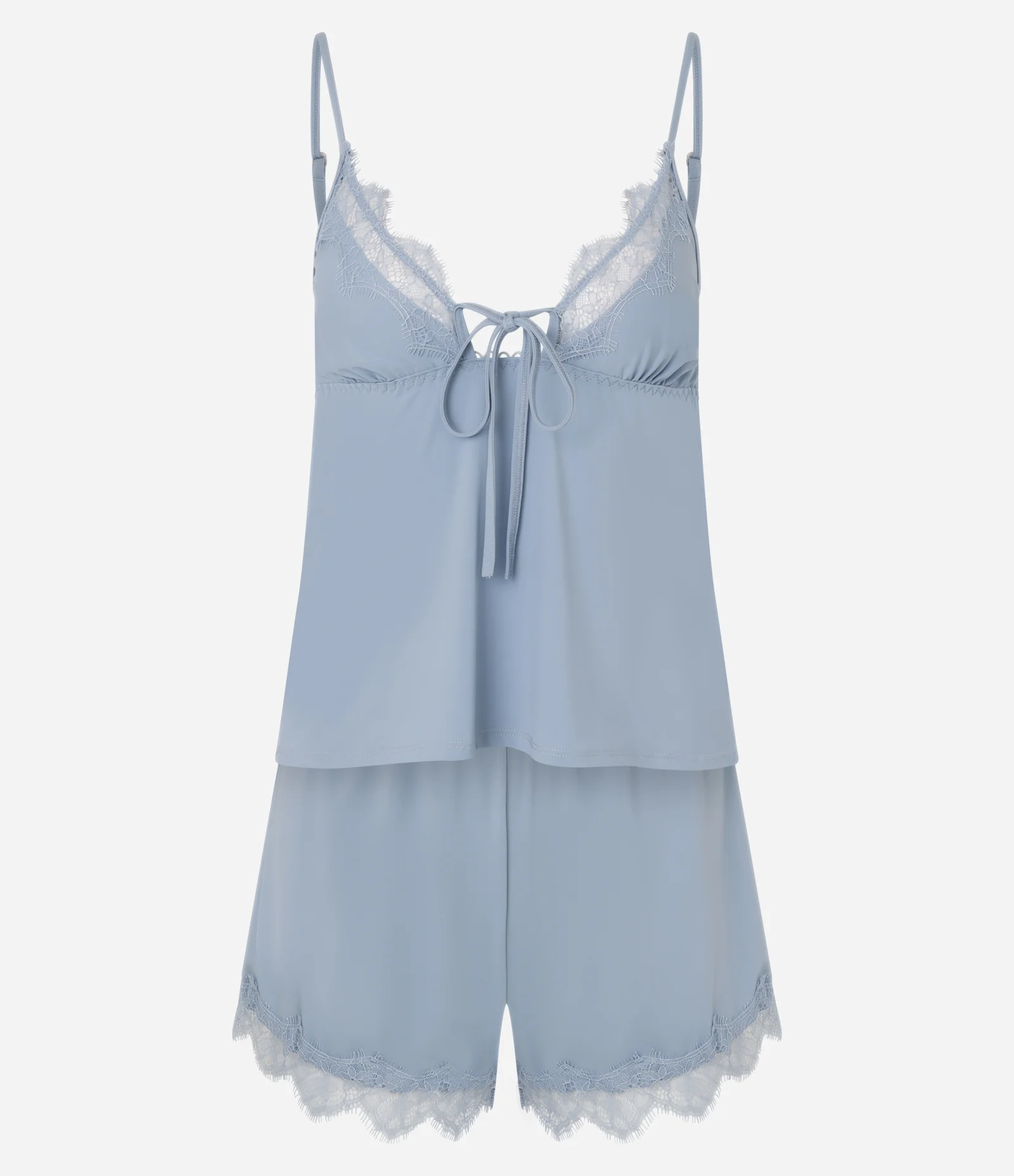 Pijama Short Doll em Microfibra com Detalhes em Renda Azul 5